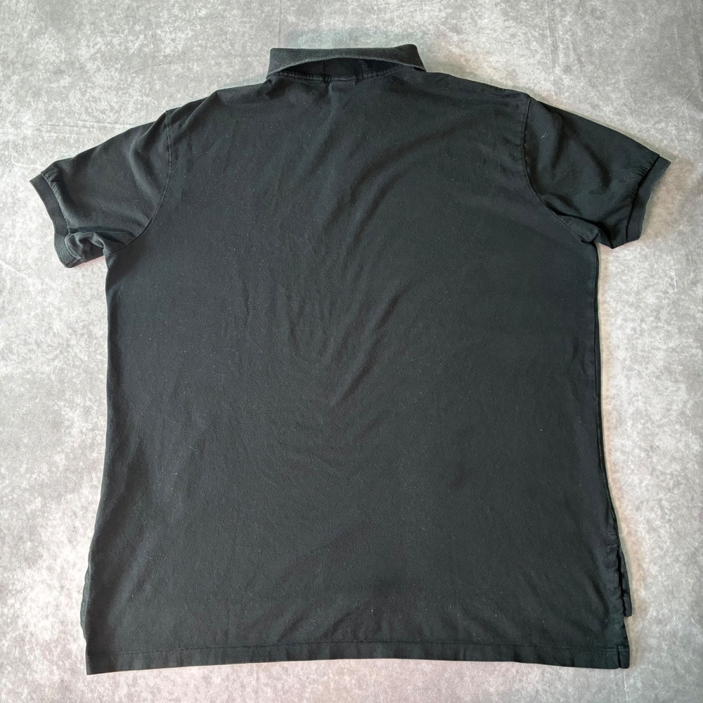 Vintage Polo Ralph Lauren Mens XL Custom Fit Black Polo Shirt Purple Pony Logo - Picture 4 of 7